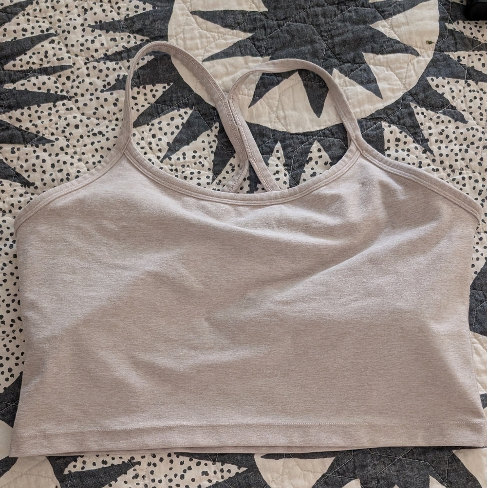 Beyond Yoga Ribbed Cropped Tank Top - Light Taupe